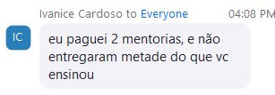 Depoimento de Ivanice Cardoso comparando com outras mentorias pagas